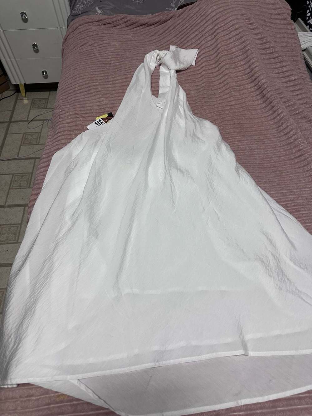 Future Collective White Halter Neck Mini Dress